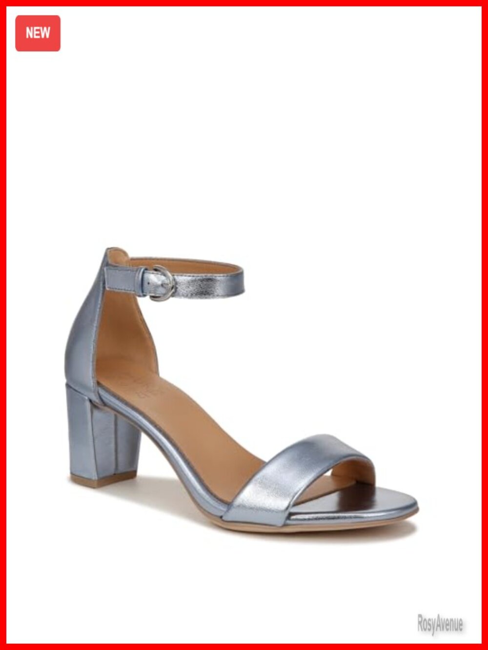Naturalizer Vera Ankle Strap Block Heel Dress Sandals Leather